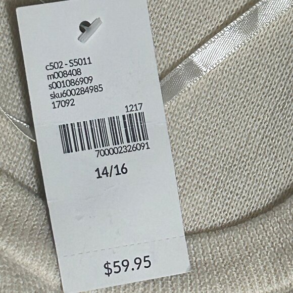 Lane Bryant Sweater Cream & Navy Women's 14/16 NEW with Tags  Cold Shoulder - Picture 9 of 15